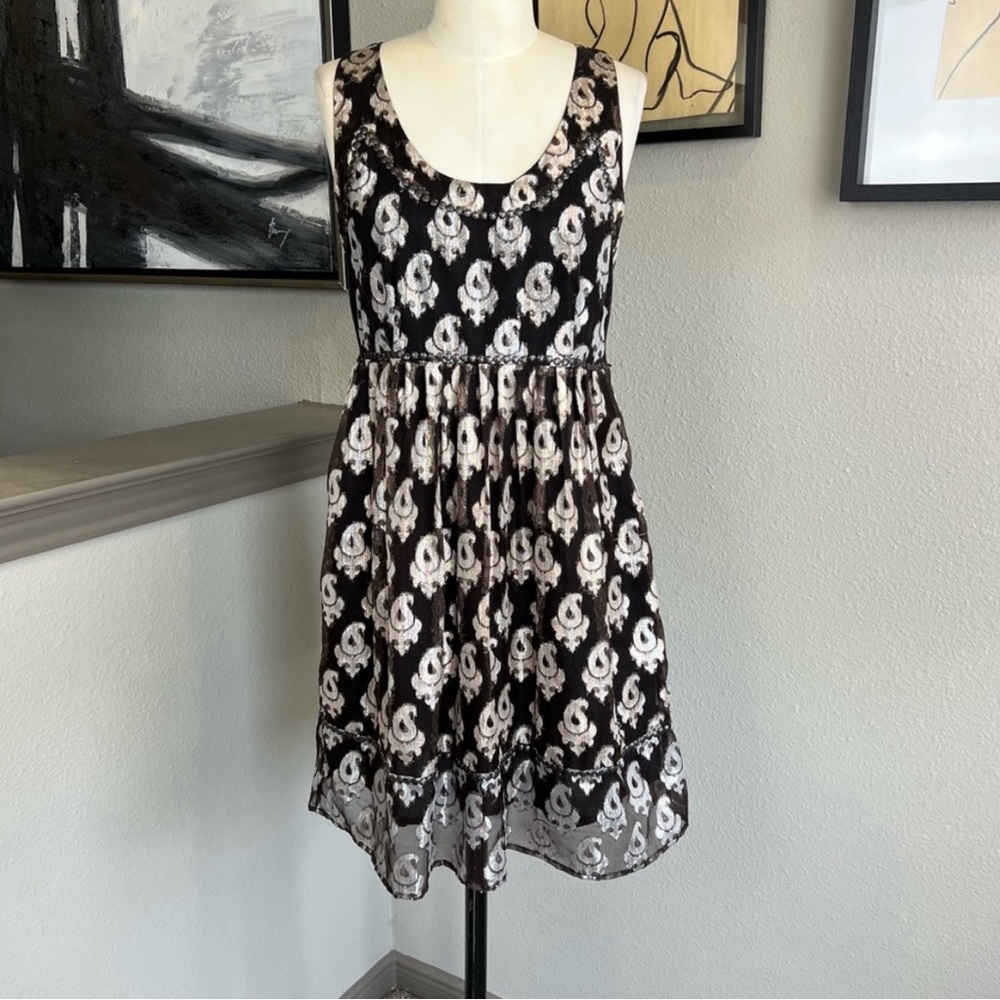 FREE PEOPLE metallic paisley mini dress